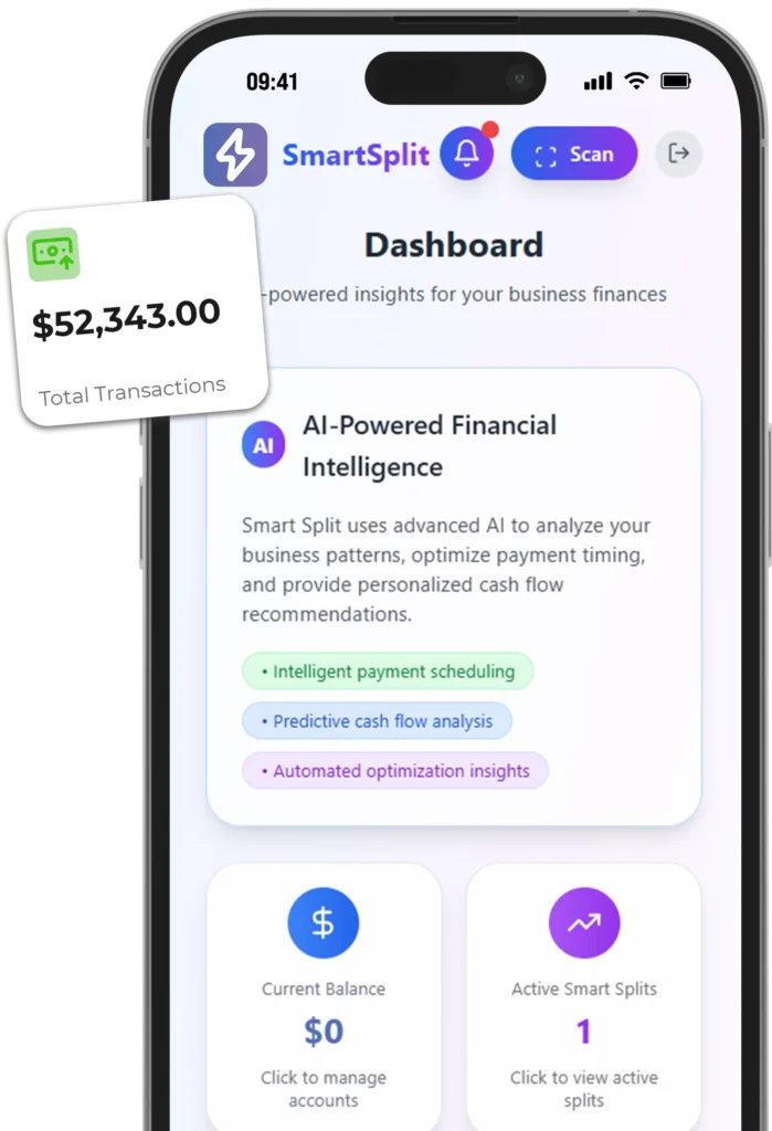 smartsplit ai expense tracker app preview on iphone